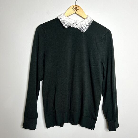 Cable & Gauge Green Lace Collar Sweater - Picture 4 of 8
